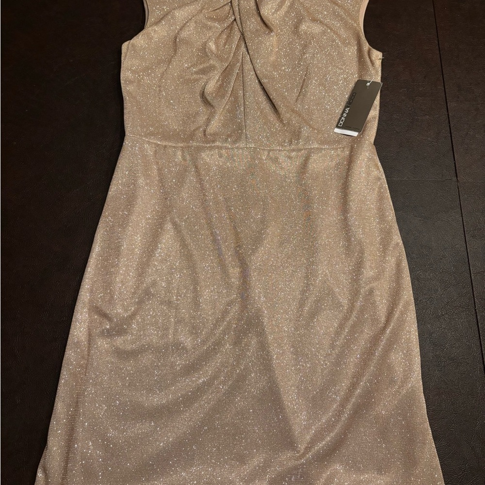 Donna Ricco Gold Ruched Sheath Dress